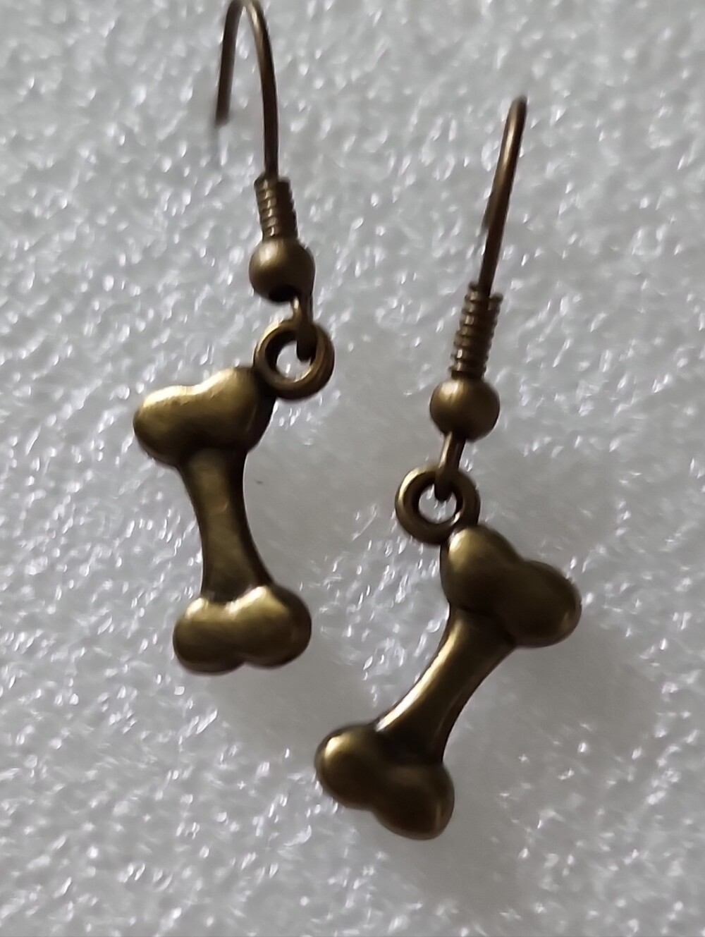 Hand Crafted Antique Bronze Tone Bone Charm Dangle Earrings